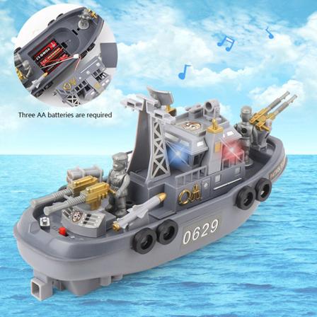 Elektrisk Plastic Mini Marine Patrol Blinkende Lys Sound Boat M grey A