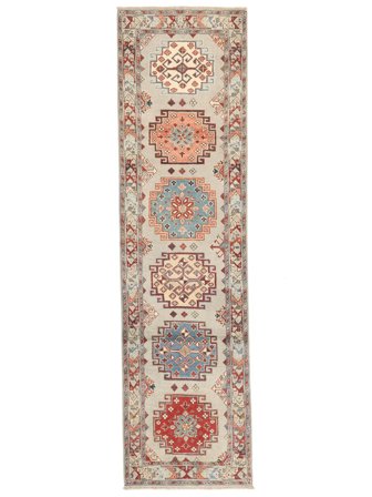 Oriental Kazak Fine Rug 77X293 Runner Brown/Beige Wool, Afghanistan