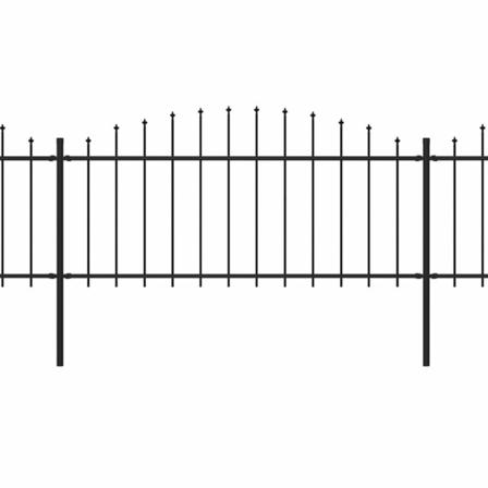 Vidaxl Trädgårdsstaket Med Spjuttopp Stål (0,5-0,75)x13,6 M Svar Svart