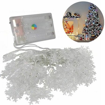 Julelys LED Snøflak Batteri 10m Påskefest