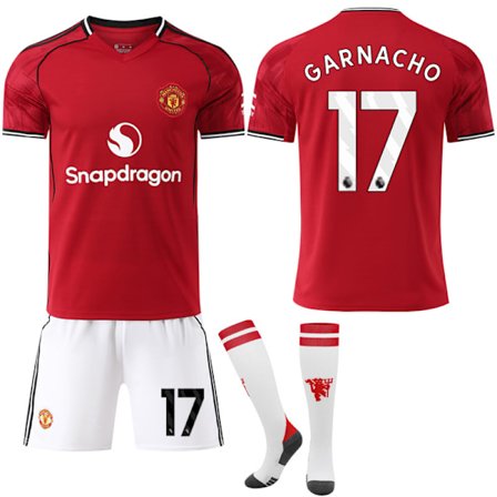 Man Utd 2025-2026 Hjemmedrakt Nr. 17 Garnacho med Sokker for Barn & Voksne