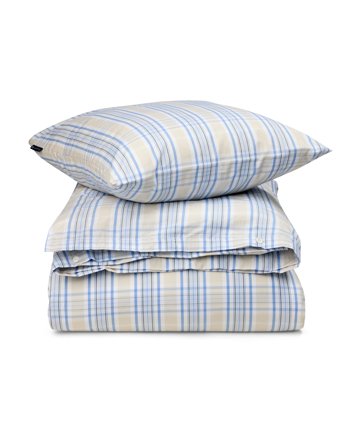 Lexington SengSengesettt i rutete bomullspoplin, beige/blå