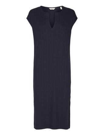 Slit Neck Detail Ss Dress Dresses Evening Dresses Blå GANT*Betinget Tilbud