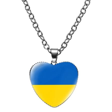 Ukraina Flagga Kedja Halsband Nationell karta Hänge Choker Land Smycken Färgat glas Material Present för kvinnor Män 1