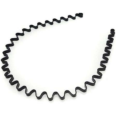 1 stk. Unisex svart vårbølge metallbøyle hardt hårbånd H