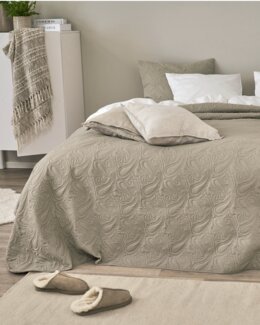 Överkast enfärgat Paisley Linne - 180x260 cm - Linea