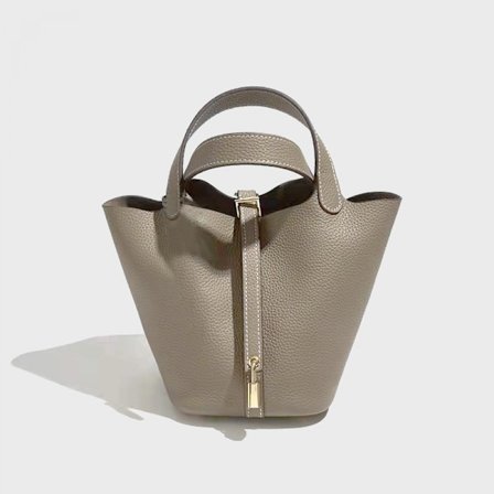 Litchi-korn mykt skinnhåndtak grønnsakskurv veske ensfarget enkel skulder crossbody bøtteveske