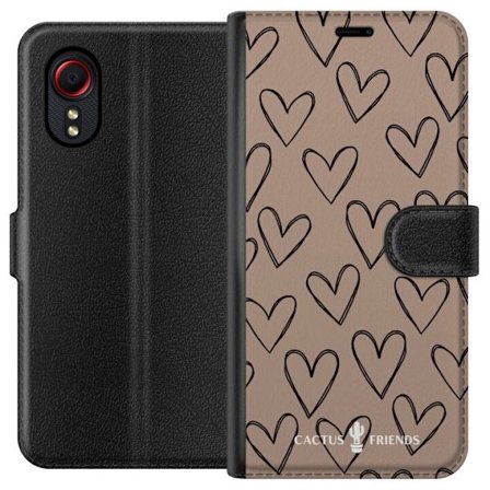 Kompatibel Tegnebogsetui til Samsung Samsung Galaxy Xcover 5 Cactus and Friends - Earthy Sketch Hearts