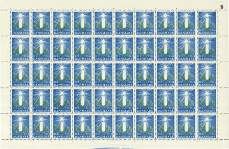 Danmark - julmärkeark 1944 - Ufoldet