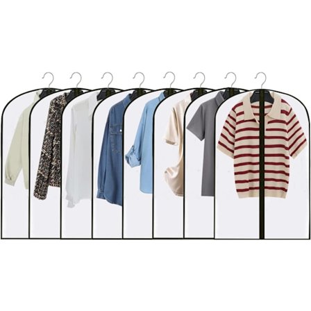 Tøjposer, Sæt af 8 Transparente Støvsikre Dragtposer,