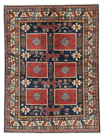 Tappeto Kazak Fine 149X203 Nero/Rosso Scuro (Lana, Afghanistan)