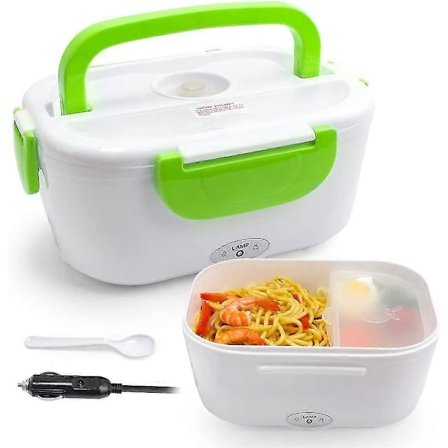 Ufit 12V Sähköinen Lounasrasia Lämmitettävä Bento-rasia Ruoanlämmitin 1,5 litran Irrotettavalla Ruoka-astialla Autoon (vihreä)