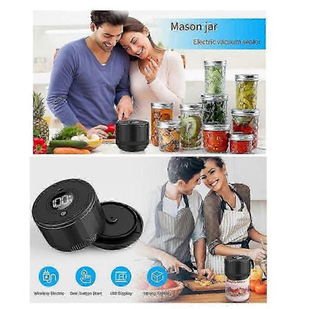 Elektrisk Vakuumforsegler-sett for Mason Jar, Multifunksjonell Automatisk Vakuumforsegler For