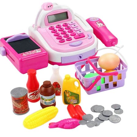 Låtsaslek Elektronisk Kassaapparat Leksak Realistiska Åtgärder & Ljud Med Mikrofon PK (LGL)