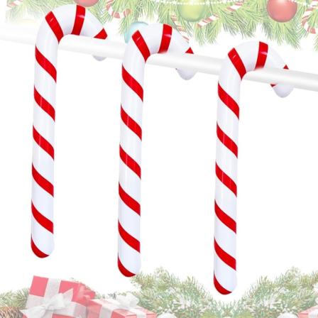 Candy Cane Ballon, Oppustelig Jule Candy Cane, Aluminium Chr