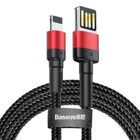 Baseus Cafule Dobbeltsidig USB Lightning-kabel 2,4A 1m (svart + rød)