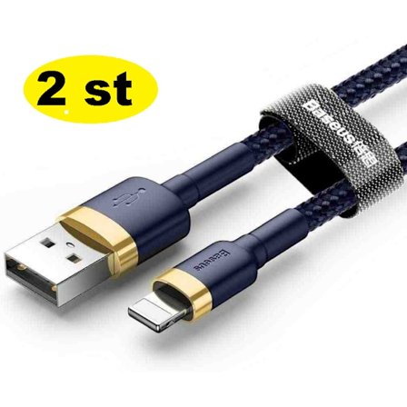 2 st 2 m Baseus-kabel iPhone blå med guld