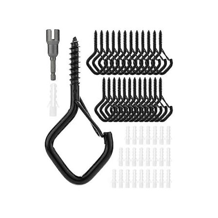 25-pakning koppskruer Innskruingskroker Firkantet snap Vindtett takhengerkrok med sikkerhetsspenne for oppheng [DB]