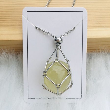 Mordely Crystal Holder Cage Necklace Crystal Net Metal Halsband SILVER