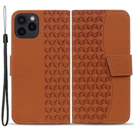 För iPhone 15 Pro Max Skal PU Läder Plånbok Präglat Telefonställ Skydd