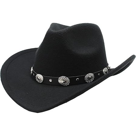 Formbar Western Cowboy Hat til Mænd Kvinder Filt Fedora Hat Outback Cowgirl Jazz Hatte med Bæltespænde