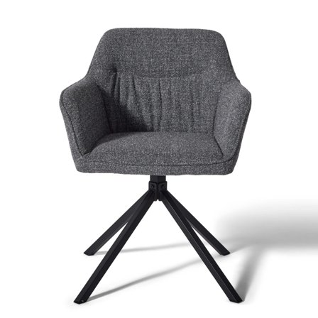 Sofie spisebordsstol med armlæn & drejefunktion - Antracit stof - 58,5x60x81cm - Komfortabel stol til spisestue & kontor - Spisestol med drejesæde