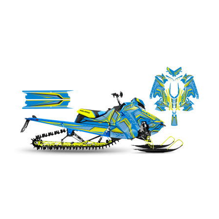 SweTown Dekalkit Team-Racer-20-Pro-Blue-Lime - Polaris Axys 800 Pro RMK 163 2016-2020
