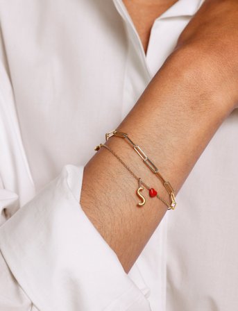 Design Letters Chunky Square Link Chain Large Bracelet - Gold Plated - Gold - ONE SIZE