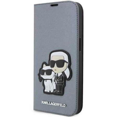 Karl Lagerfeld KLBKP14XSANKCPG iPhone 14 Pro Max 6,7" bokhylle sølv Saffiano Karl & Choupette