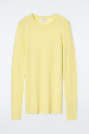 COS Women's Crew Neck Merino Wool Top in Yellow