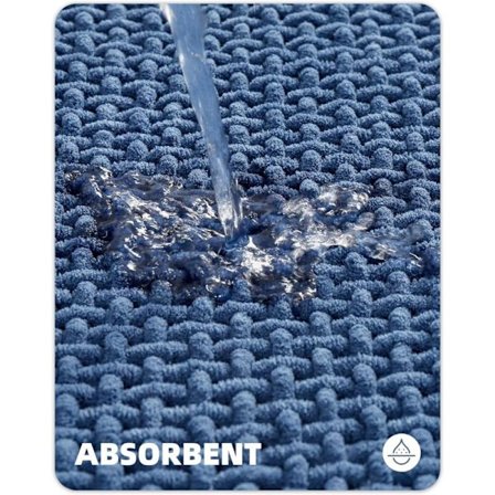 Uppgraderad Chenille badrumsmatta - Pryd ditt badrum med marinblå G-färgad badrumsmatta - Absorberande, halkfri, mjuk, maskintvättbar, torkar snabbt, 