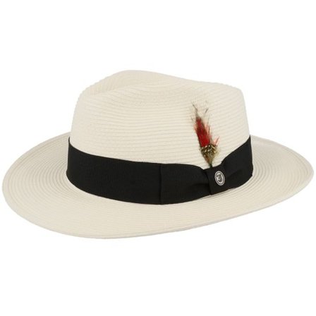 Jaxon & James - Vit straw Hatt - Summer C-crown Fedora White Straw Hat @ Hatstore