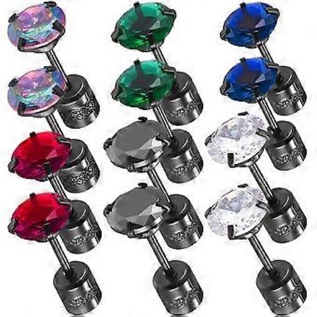 6 Par Titan Rustfritt Stål Øredobber Cubic Zirconia Mote Øredobber Stikker Skrue Stopper Øredobber Smykker Gaver