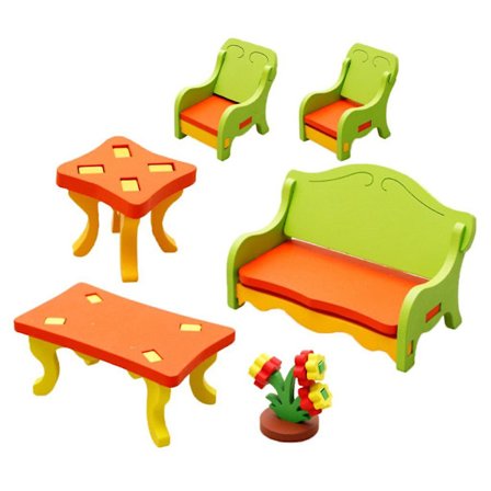 Træ Samle Puslespil Dukkehus Møbler Børnelegetøj Gave Stue(h)