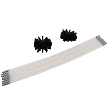 Tørketrommel ventilasjons-/kanalrengjøringsbørste, skorsteinsrengjøringsstøvfjerner, forlenges opp til 4,8 meter, 2-pakning, TH