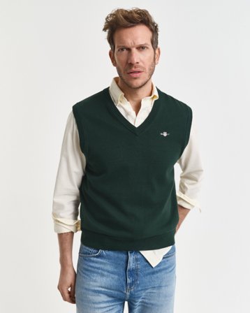 GANT Herren Classic Weste aus Baumwolle (L) Grün