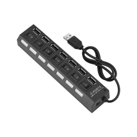 7-Port USB 2.0 Hubb, USB-splitter, Höghastighets 480Mbps Multi-Port USB-adapter (360)