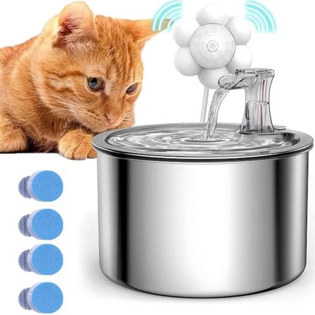 Sensorstyret kattevandfontæne - 2 liter - Infrarød sensor - Rustfrit stål - Automatisk kattevandfontæne