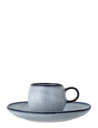 Sandrine Espresso Kop M/Underkop, Blå, Stentøj Sæt Of 2 Blue Bloomingville