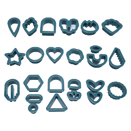 24 stk. Polymer Ler Ørering Udstikkere DIY Håndlavede Fortykket Kant Fødevaregodkendte Ler Udstikkere til Kager Lys Blå