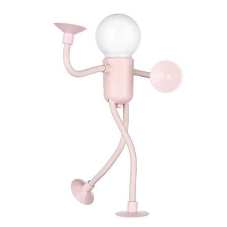 Søt Pære Mann Nattlampe for Barn - 2024 Utskiftbar Form Pære Mann, Mini Bordlampe med Sugekopp 25-26[D]