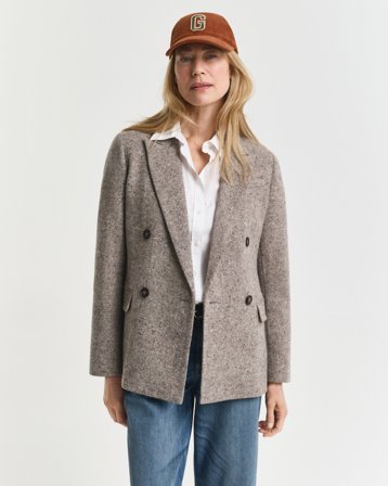 GANT Damen Strukturierter Regular Fit Blazer aus Wolle (44) Braun Beige
