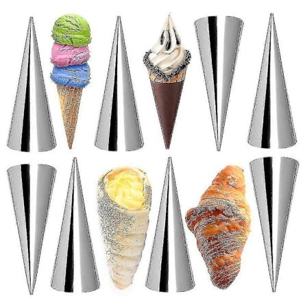 8 stk. bageforme i rustfrit stål til gør-det-selv flødehorn