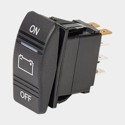 Returfjedrende strømafbryder TBS Electronics, 1-polet, (På)-Fra-(På), med belysning, sort