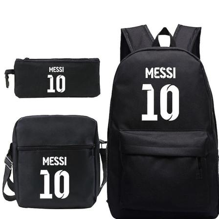 Lel Messi Rygsæk Rundt Om Lel Messi Skoletaske Skuldertaske Blyantsæt Sæt Af .