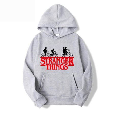Stranger Things -painettu fleecevuorillinen huppari - Vaaleanharmaa - Koko XL Light Gray-FQ-