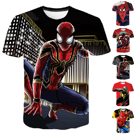Spider-Man lyhythihainen T-paita pojille ja tytöille Casual Top T-paita E 120cm