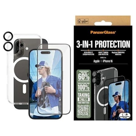 PanzerGlass 3-i-1 beskyttelsespakke iPhone 16
