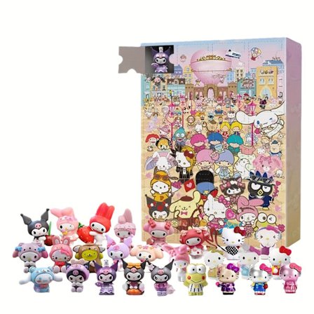 Sanrio Adventskalender med samlefigurer - 24-dagers nedtelling, juletema leketøysett for 14 år og eldre (FMY)