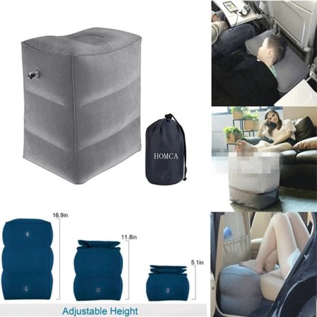 Grå fodstøtte fodstøtte fodpude pall fodskammel oppustelig pude fødder bakke 40x30x45CM Fold fodskammel